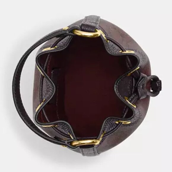 Coach Dempsey CO072 Drawstring Bucket Bag 15 Oxblood Red Leather Crossbody - Picture 8 of 10